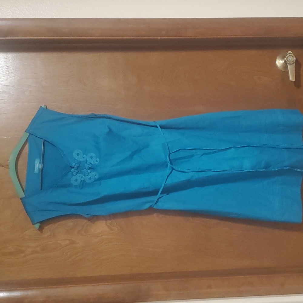 Calypso St. Barth Turquoise  Cotton Sleeveless Embroidered Dress 2